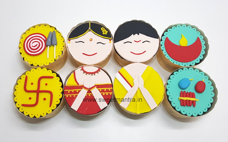 Indian festival Diwali theme customized cupcakes in Pune