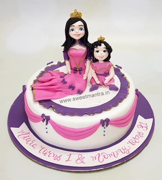 Mom and Daughter birthday theme customised cake in Pune