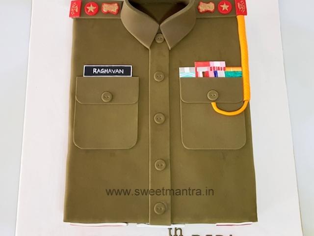 Indian Army uniform theme cake for Army Colonel's 75th birthday in Pune