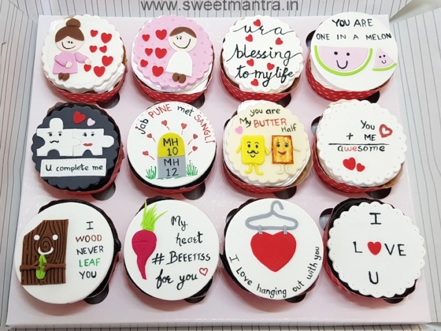 Love theme customised cupcakes in Pune