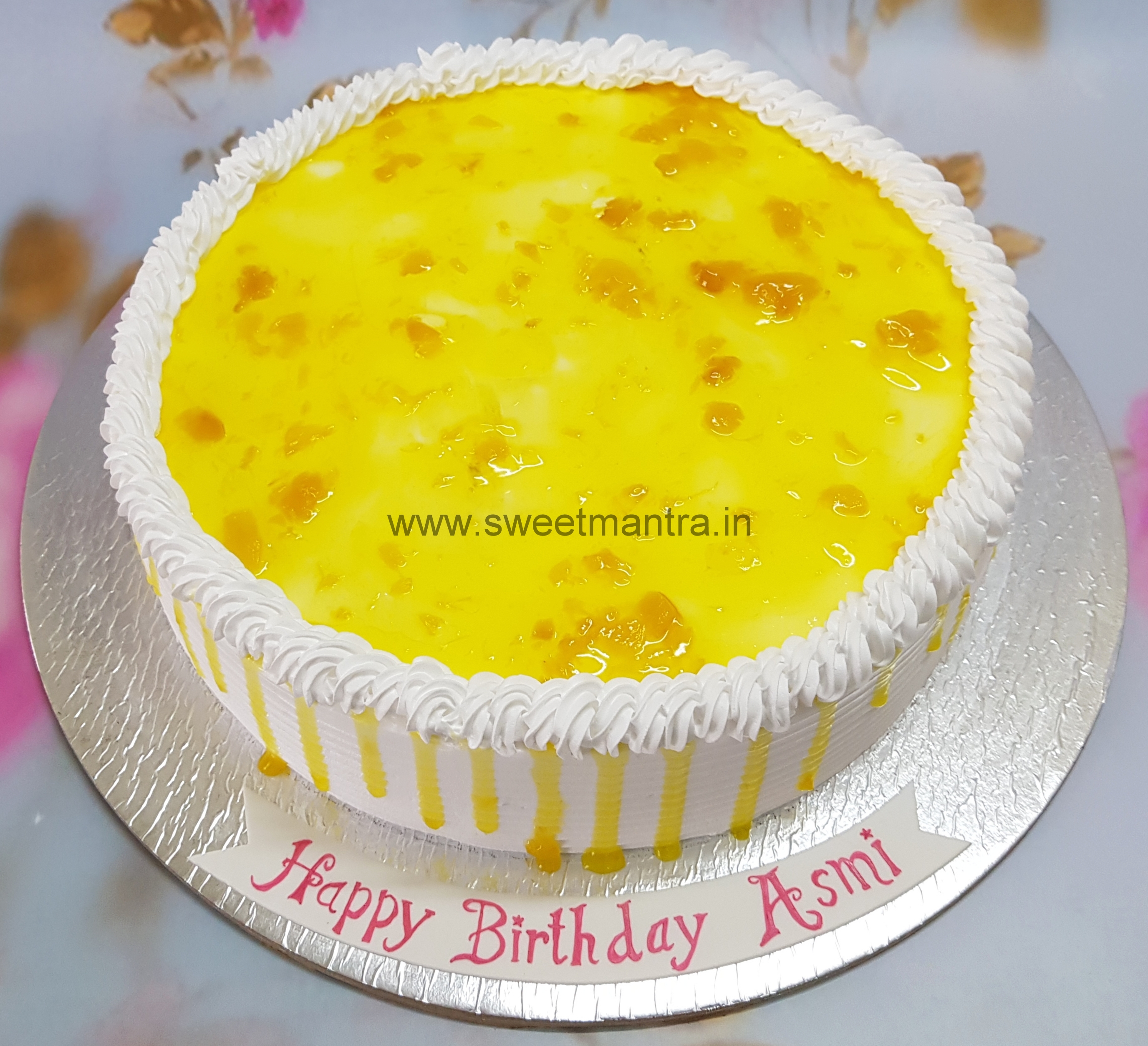 Homemade, eggless Pineapple fresh cream cake in Pune