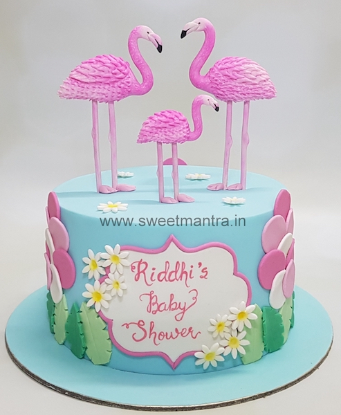 Flamingos theme baby shower cake in Pune