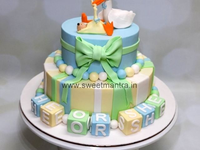Baby Shower theme pastel colors cake in Pune