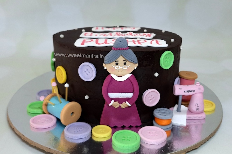 Tailor theme customised cake for grandma's birthday in Pune
