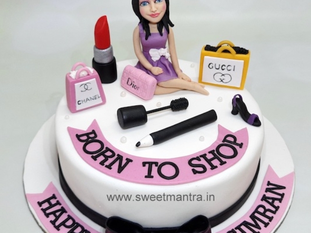 Shopping and Makeup theme customised cake in Pune