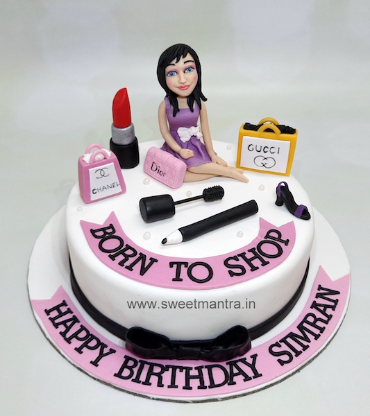 Shopping and Makeup theme customised cake in Pune