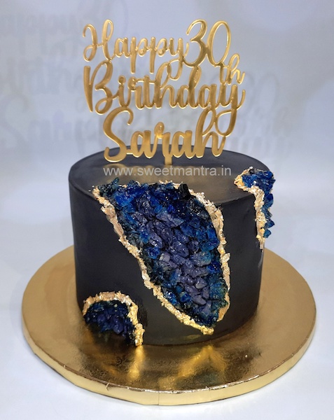 Black and Gold Geode cake for wife's 30th birthday in Pune