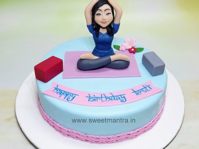 Yoga theme cake for wife's birthday in Pune