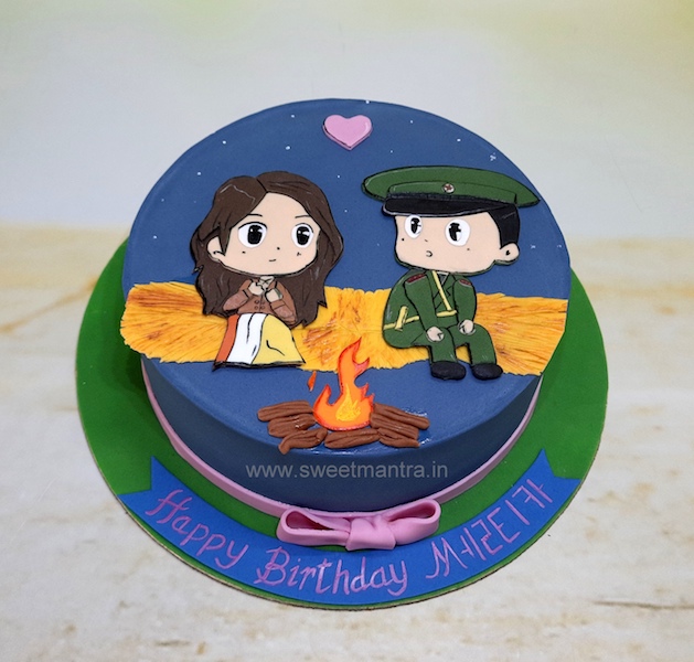 Korean Drama theme cake for wife's birthday in Pune
