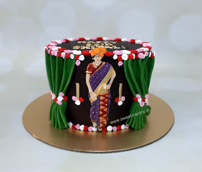 Paithani Saree cake for wife's 50th birthday in Pune