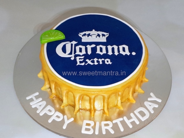 Corona beer bottle cap shape cake