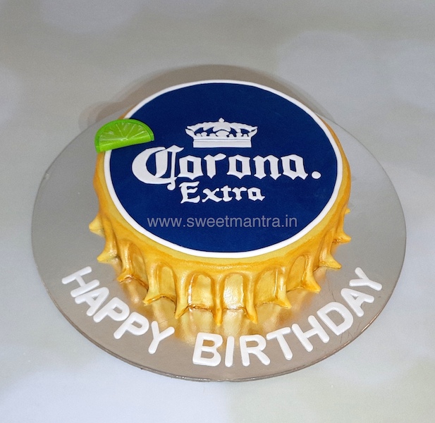 Corona beer bottle cap shape cake