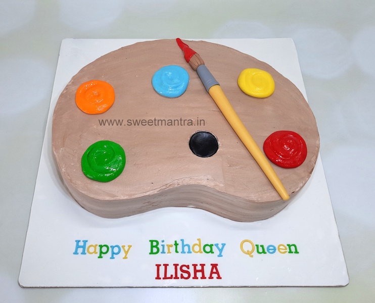 Color palette shape cake for painters birthday