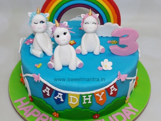 Unicorn theme colorful cake