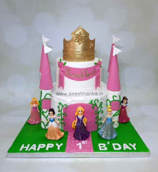 Princess castle cake for girls 1st birthday