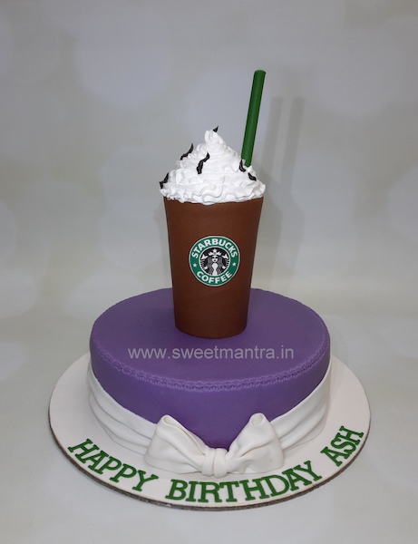 Starbucks coffee theme fondant cake