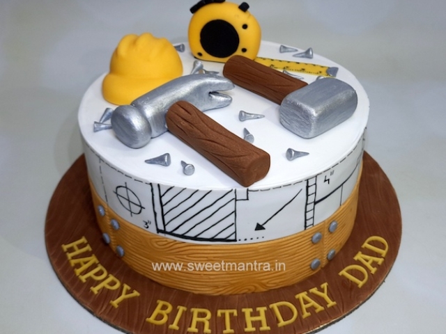 Construction theme cake for dad's birthday