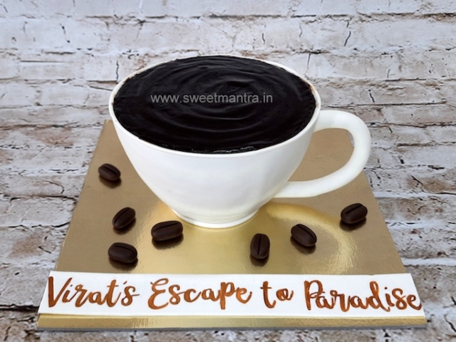 Black tea cup shape 3D cake for tea lovers birthday