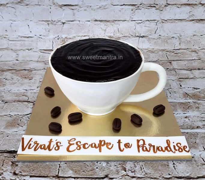 Black tea cup shape 3D cake for tea lovers birthday