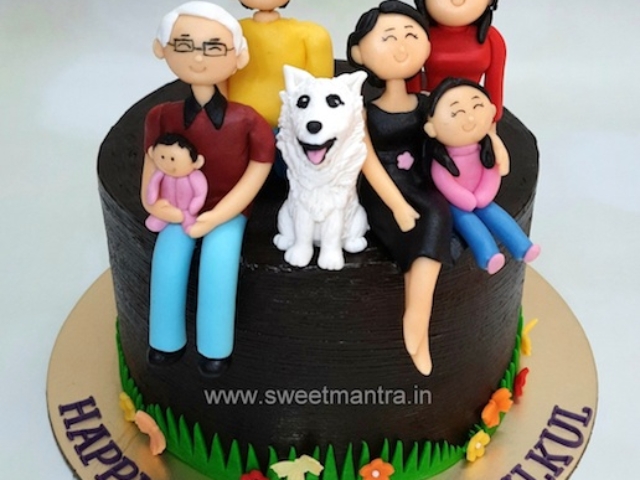 Family theme cake for wife's birthday