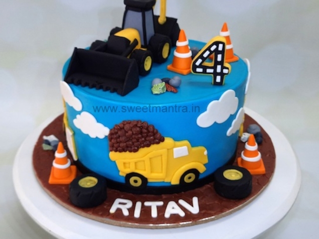 JCB digger truck theme birthday cake