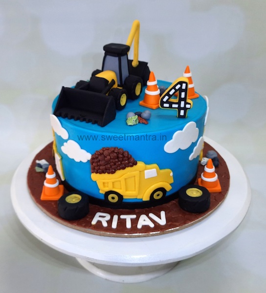 JCB digger truck theme birthday cake