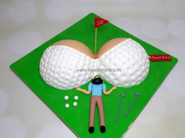 Golf balls theme naughty cake for golfer's birthday