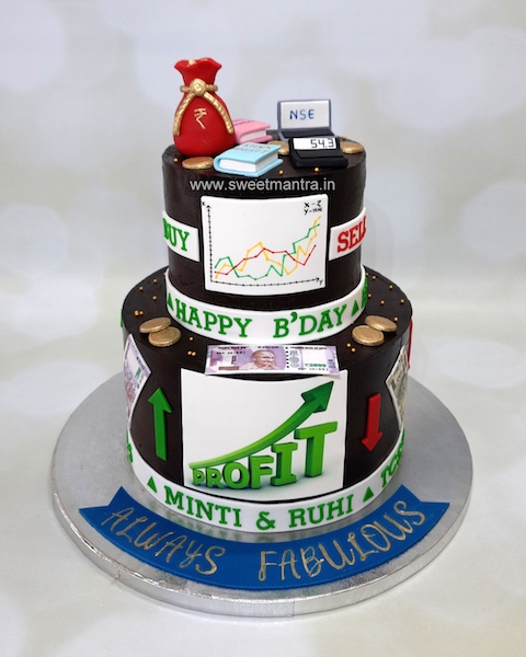 Stockmarket theme cake for broker's birthday