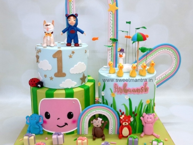 Cocomelon nursery rhymes cake for 1st birthday
