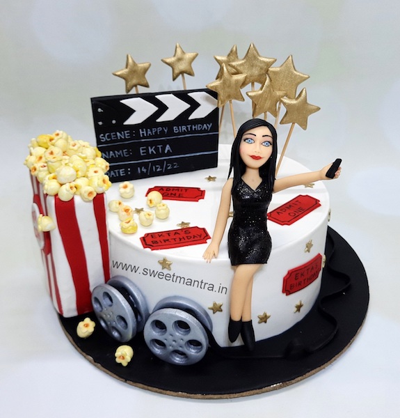 Movies theme selfie cake for actress birthday