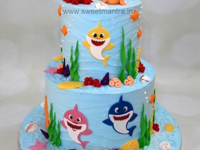 Baby Shark theme fresh cream cake