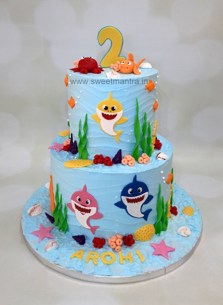 Baby Shark theme fresh cream cake