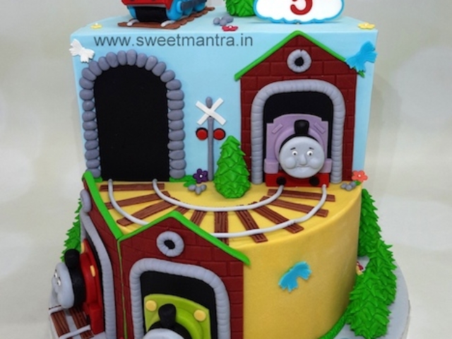 Thomas train theme cake