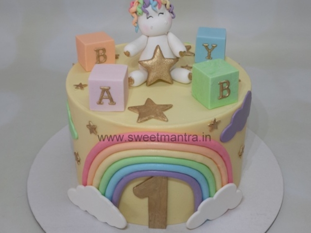 Unicorn cake for 1st birthday