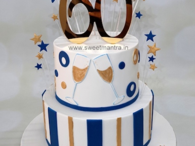 60th birthday 2 tier cake