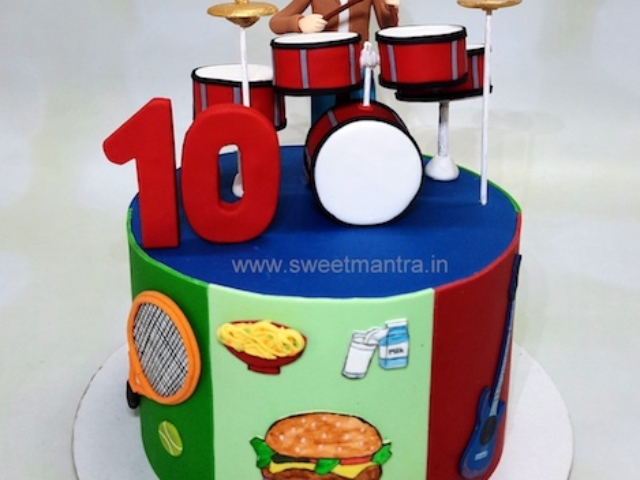 Customised cake for a drummer