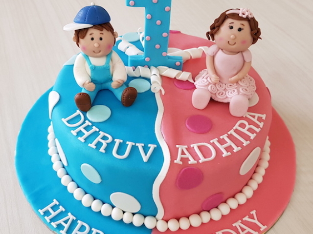 Twin boy girl cake