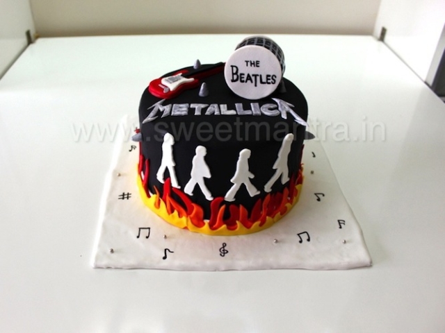 Beatles and Metallica music cake