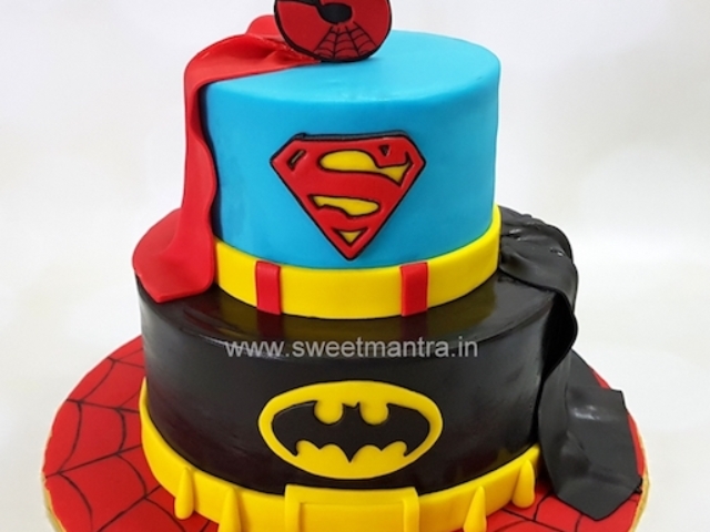 Superhero 2 tier cake
