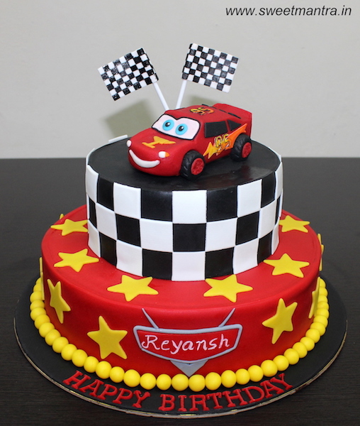 Car theme 2 tier cake