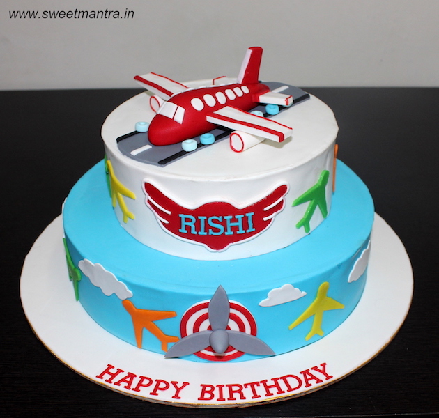 Planes theme 2 tier cake