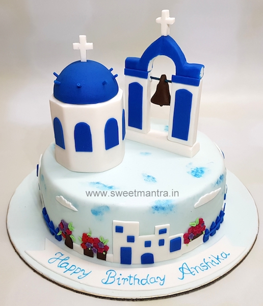 Santorini theme cake
