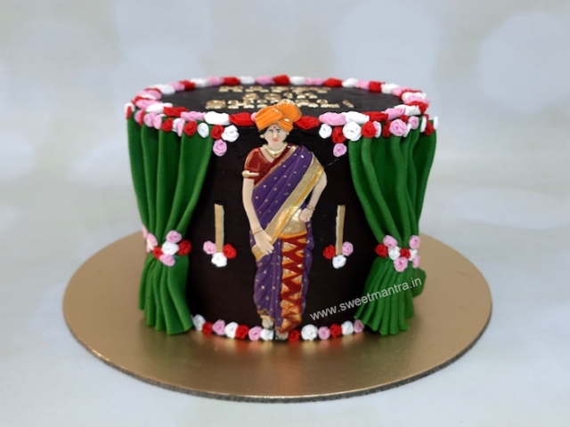 Paithani Saree cake for wife