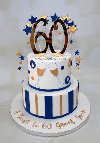 60th birthday 2 tier cake