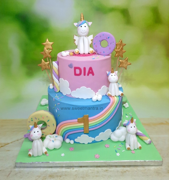 Unicorn tier design cake
