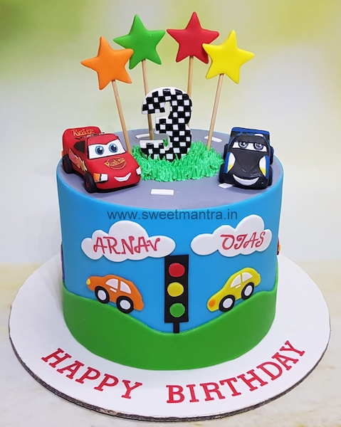 Cars theme cake for twins