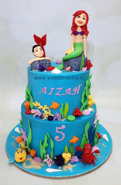 Mermaid theme cake in 2 tier