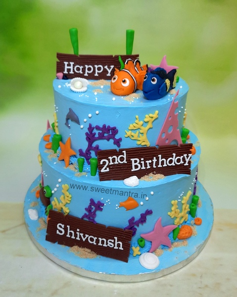 Fish theme cream cake