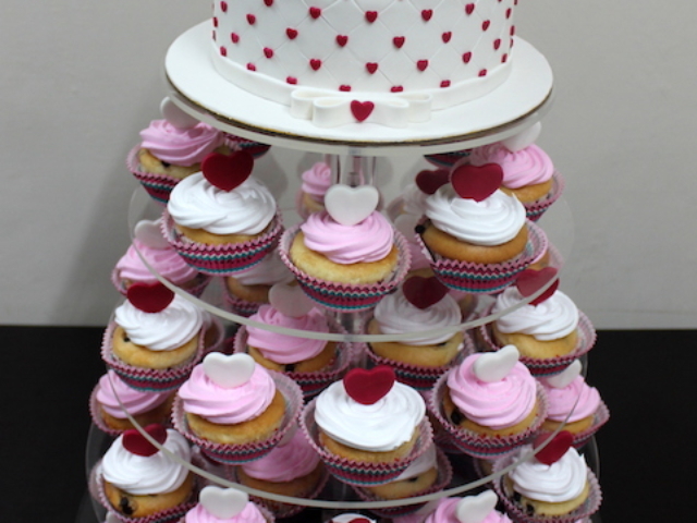 Engagement cake and cupcake tower