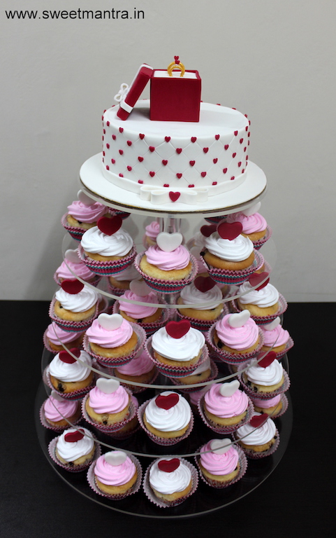 Engagement cake and cupcake tower
